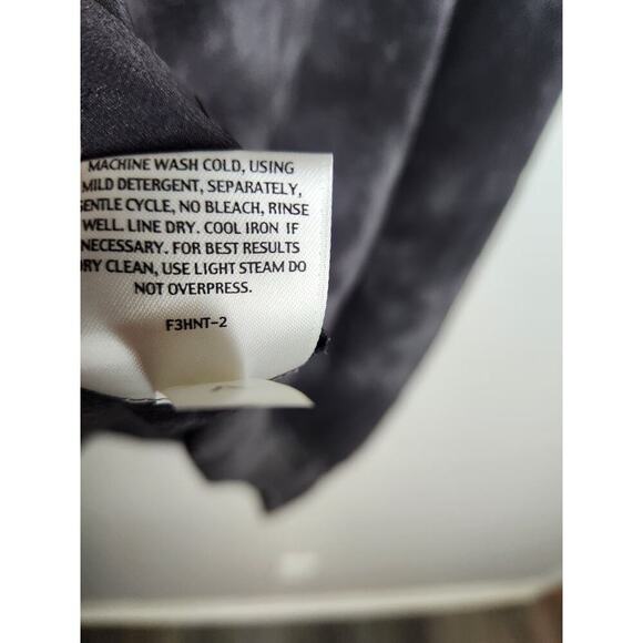 Eileen Fisher Silk Tunic black/gray Watercolor oversized sz M Lagenlook artsy - Picture 6 of 8